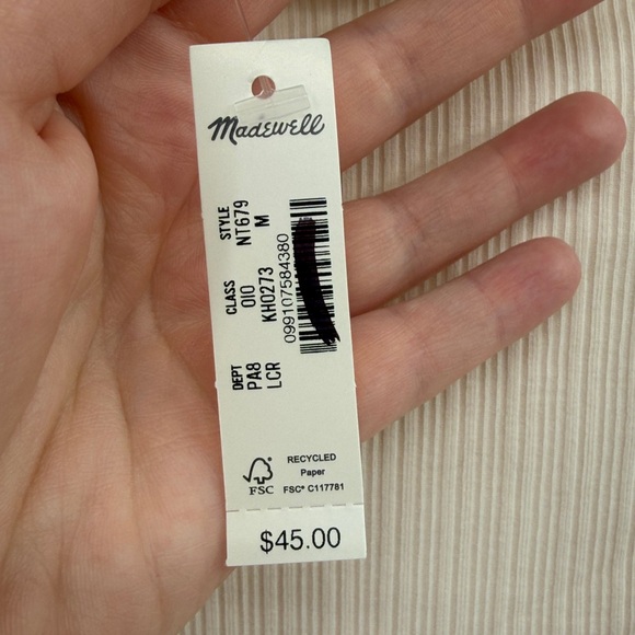 Madewell Women's Ribbed Mockneck Tank - Light Cream - Medium - New with tags - Picture 3 of 5